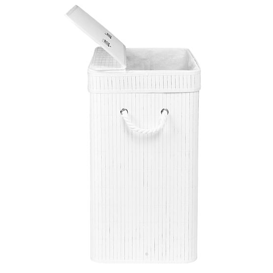 Bambusova košara za perilo s pokrovom 100L bela