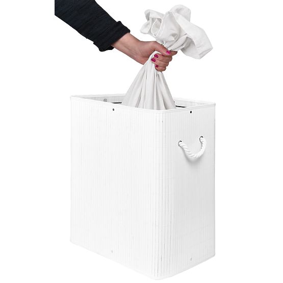 Bambusova košara za perilo s pokrovom 100L bela