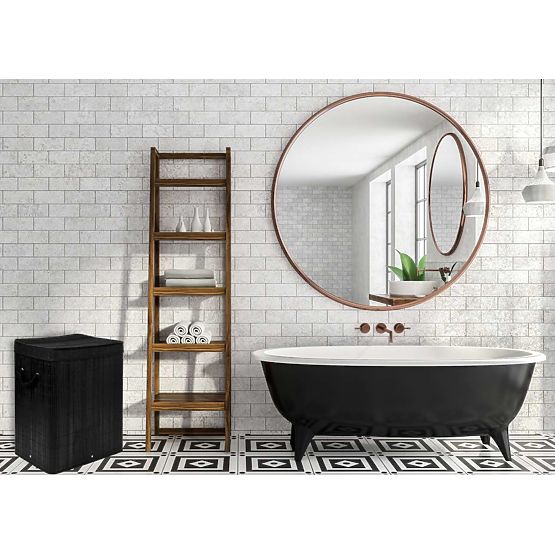 Bambusova košara za perilo s pokrovom 100L črna