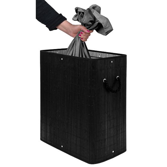 Bambusova košara za perilo s pokrovom 100L črna