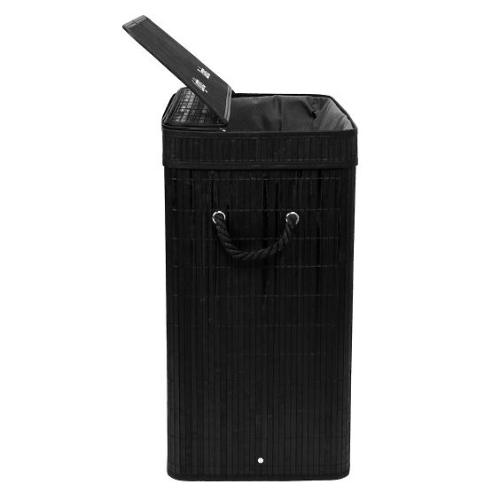 Bambusova košara za perilo s pokrovom 100L črna