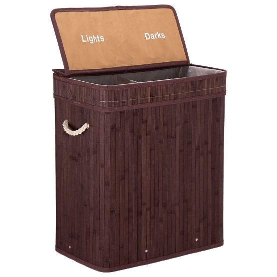 Bambusova košara za perilo s pokrovom 100L wenge