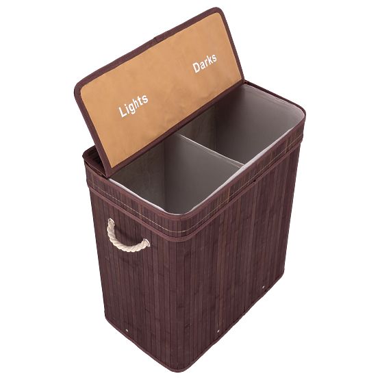 Bambusova košara za perilo s pokrovom 100L wenge