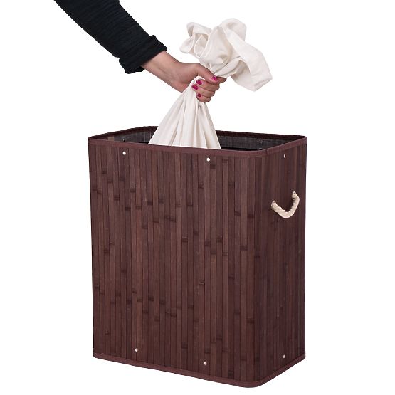 Bambusova košara za perilo s pokrovom 100L wenge