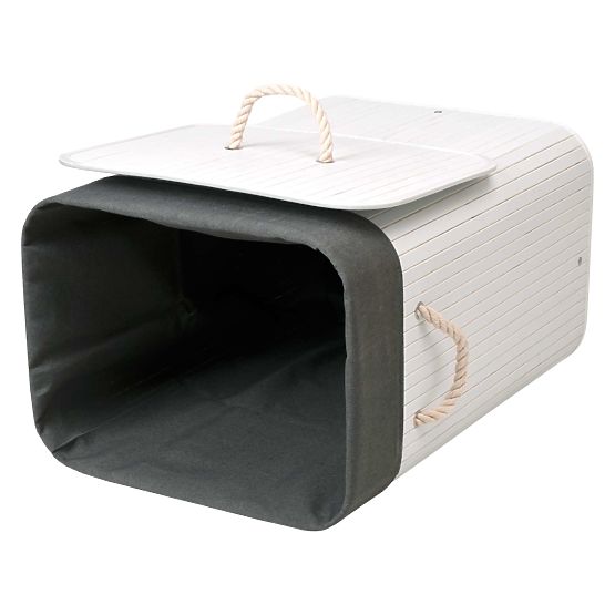 Bambusova košara za perilo s pokrovom 80L belo-siva