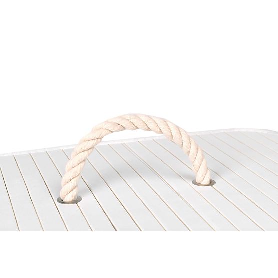 Bambusova košara za perilo s pokrovom 80L belo-siva