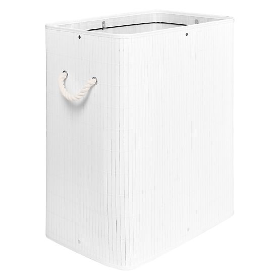 Bambusova košara za perilo s pokrovom SOREN 80L bela