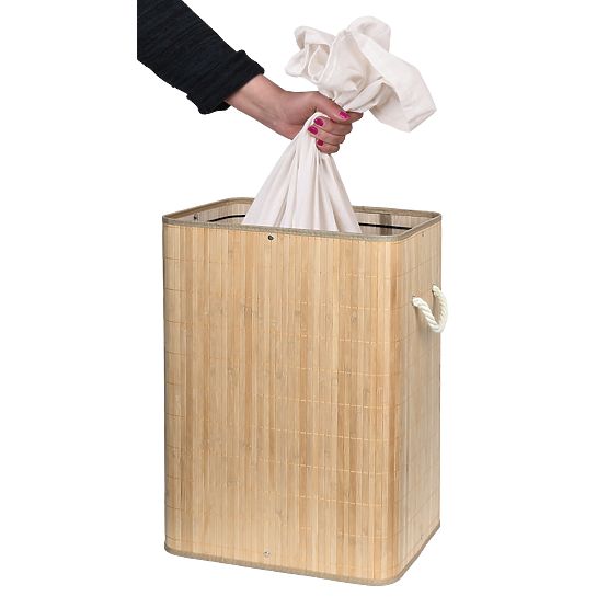 Bambusova košara za perilo s pokrovom SOREN 80L naravna
