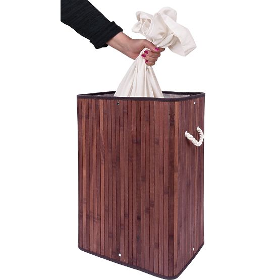 Bambusova košara za perilo s pokrovom SOREN 80L wenge