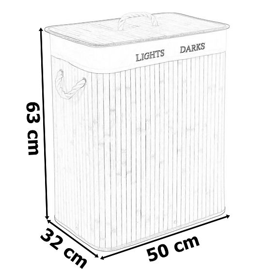 Bambusova košara za perilo z 2 predelki črna FSC