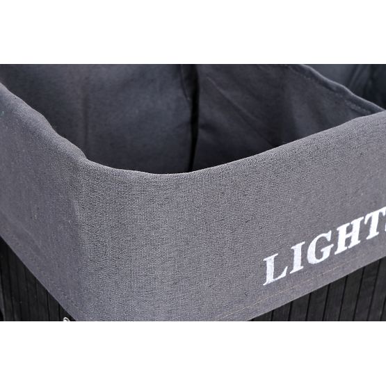 Bambusova košara za perilo z 2 predelki črna FSC