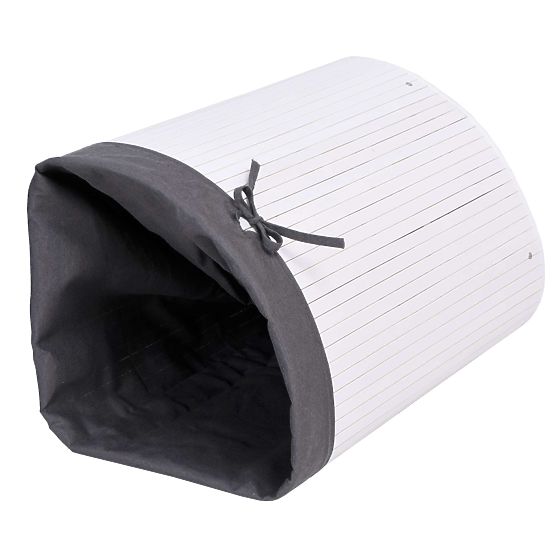 Bambusova kotna košara za perilo z belim in sivim pokrovom