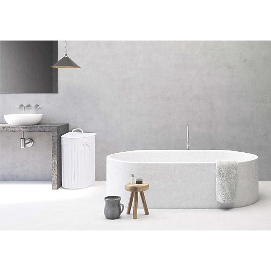 Bambusova kotna košara za perilo z belim pokrovom