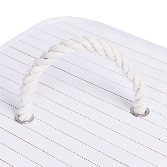 Bambusova kotna košara za perilo z belim pokrovom