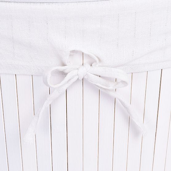 Bambusova kotna košara za perilo z belim pokrovom