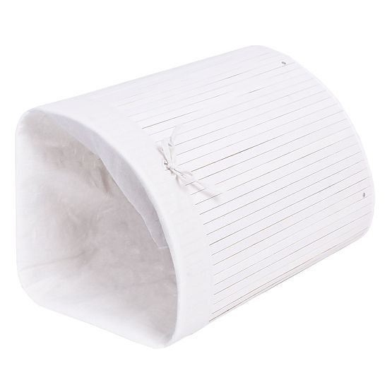 Bambusova kotna košara za perilo z belim pokrovom