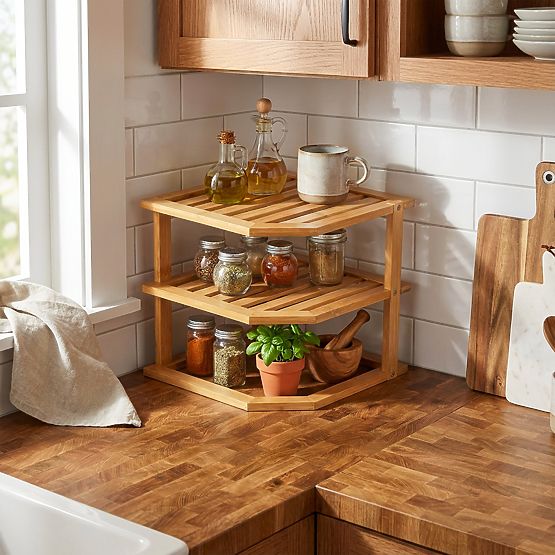 Bambusova kotna kuhinjska polica DEDAL