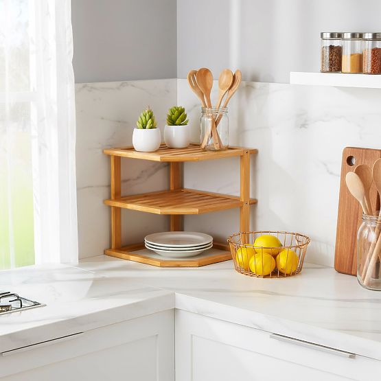 Bambusova kotna kuhinjska polica DEDAL