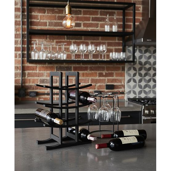 Bambusovo stojalo za vino Todgar črno