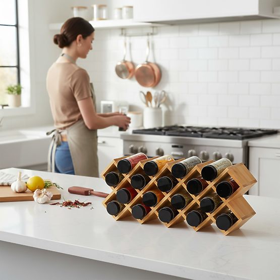Bambusovo stojalo za začimbe KOCHEN 18 kozarcev