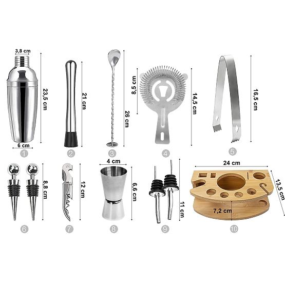 Barmanska set CHESTER kromirana 12 delov