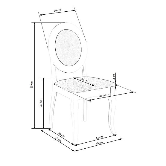 BAROCK stol bíl / siv (1p=2ks)