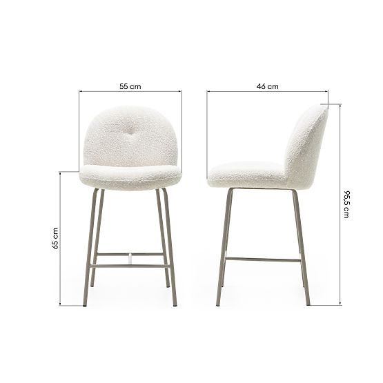 Barski stol Fiori svetlo bež, zaobljene oblike