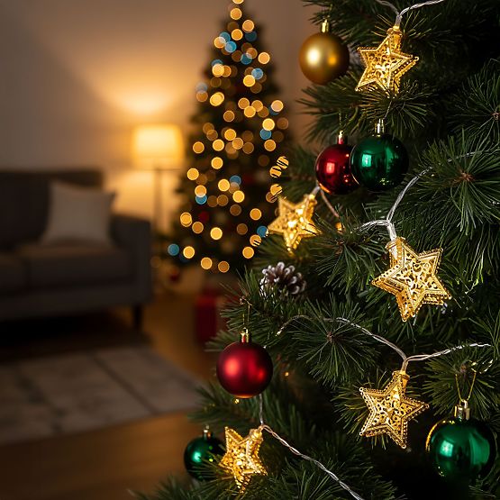 Božične lučke Girlanda LED Zlate Zvezdice 391020