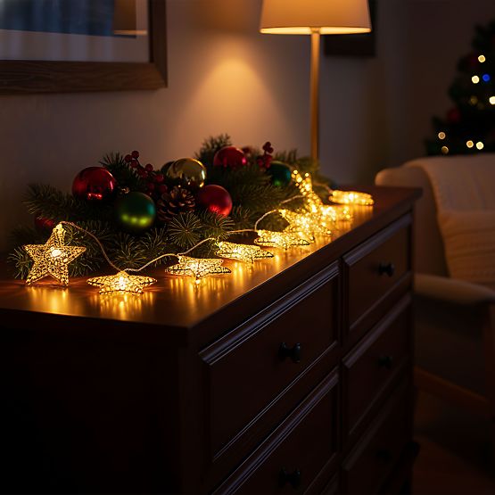 Božične lučke Girlanda LED Zlate Zvezdice 391020