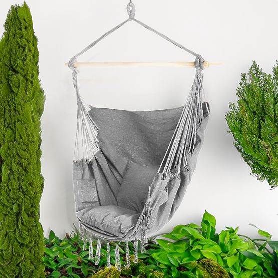 Brazilski viseči stol BAHIO siv