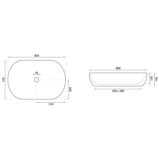 Brezčasni umivalnik Rea CLEO 61 Črni rob
