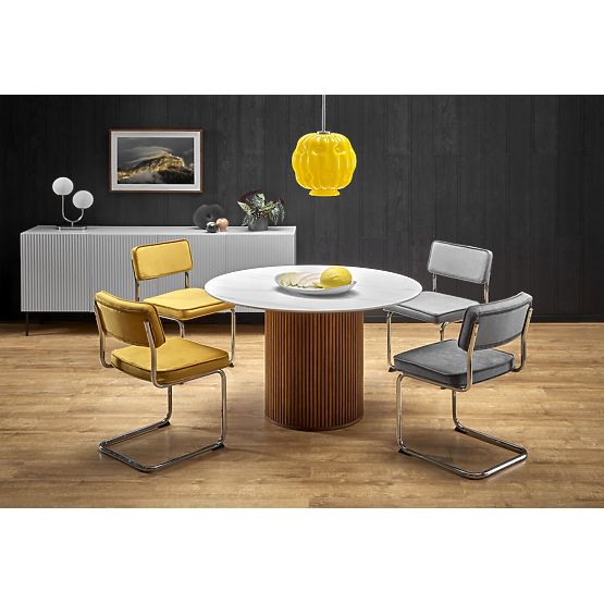 BRUNO okrogla miza, bel marmor / oreh (2p=1ks)