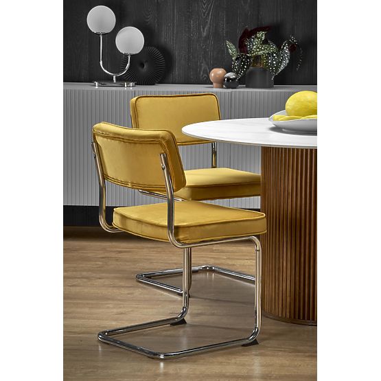 BRUNO okrogla miza, bel marmor / oreh (2p=1ks)