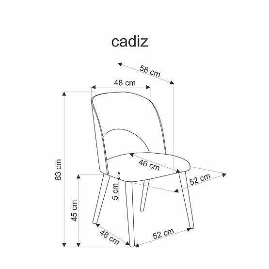 CADIZ stol Naturalni hrast / siva (1p=2 kosa)