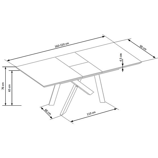 CAPITAL miza 160-200 cm, zlati hrast / črna (2p=1ks)