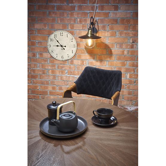 CARMELO okrogla miza, plošča - oreh, noga - črna (3p=1ks)