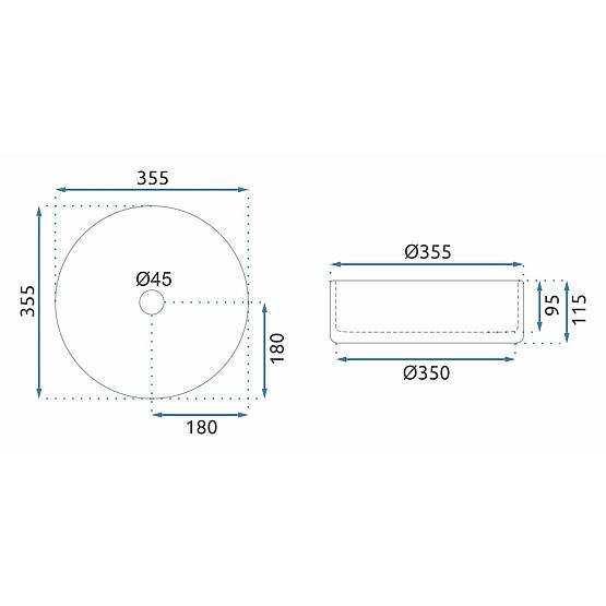 Časovno umivalnik Rea Cristal 35 Črna