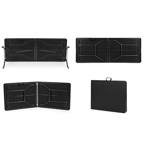 Catering miza 180 cm zložljiva v kovček črna ModernHome