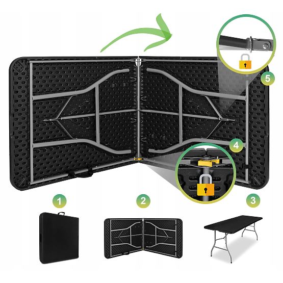 Catering set FETA BLACK 180 cm + 6 stolov BLACK