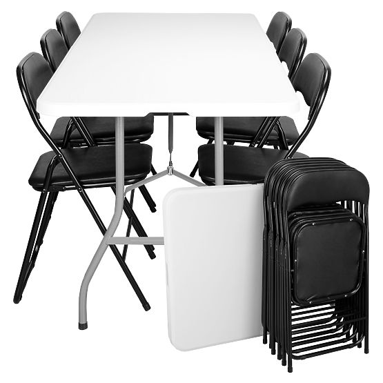 Catering set FETA WHITE 180 cm + 6 stolov BASICO