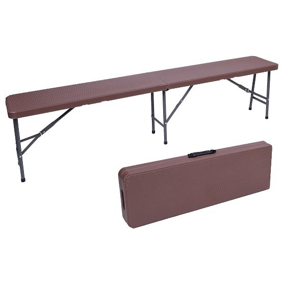 Catering set Ratan rjava miza 180 cm + 2 klopi