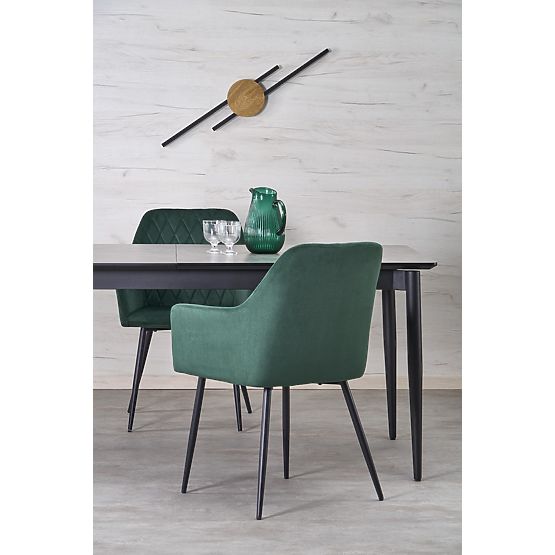 CHARLES raztegljiva miza, plošča - sivi marmor, noge - črne