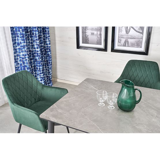 CHARLES raztegljiva miza, plošča - sivi marmor, noge - črne