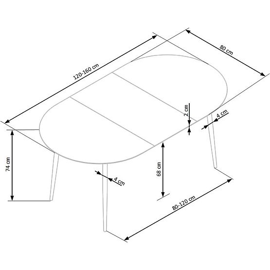 COLORADO raztegljiva miza, plošča - zlati hrast, okvir - črna (2p=1ks)