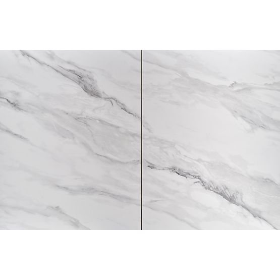 DANCAN raztegljiva miza, beli marmor / siva / svetlo siva / črna (3p=1ks)