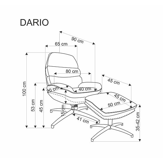 DARIO sprostitveni stol s podnožnikom in gugalno funkcijo, bež (1p=1ks)