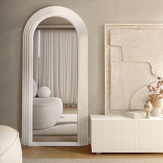 Dekorativno viseče ogledalo Giovanni 170x80 cm, belo, zaobljeno