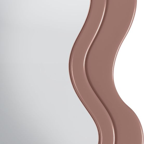 Dekorativno viseče ogledalo v lesenem okvirju Vale 177x75 cm, valovito, organska oblika, mocha mo