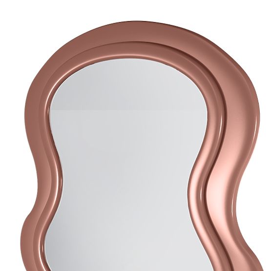 Dekorativno viseče ogledalo v lesenem okvirju Vale 177x75 cm, valovito, organska oblika, mocha mo