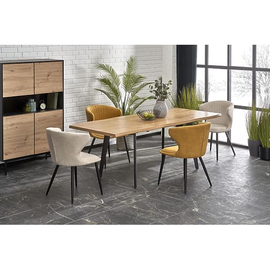 DICKSON 2 raztegljiva miza 150-210/90 cm, plošča - naravna, noge - črne (2p=1ks)